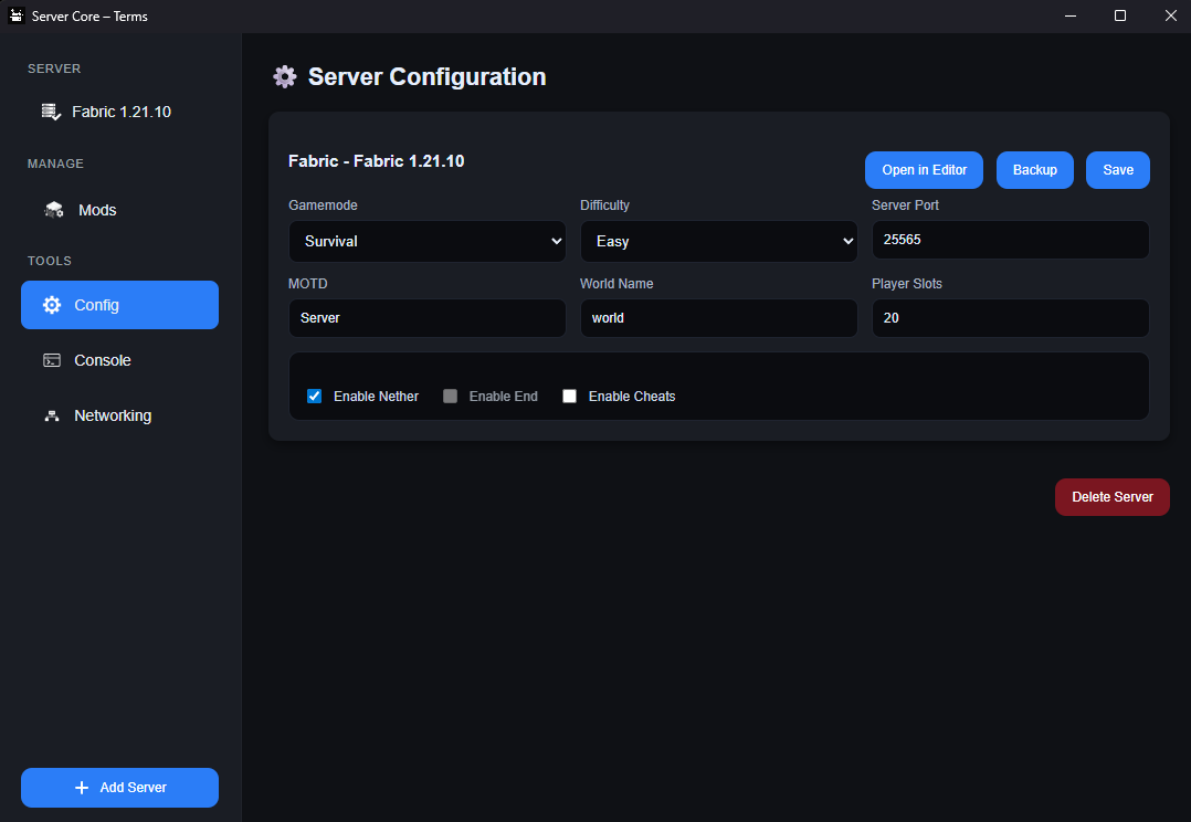 Server Configuration